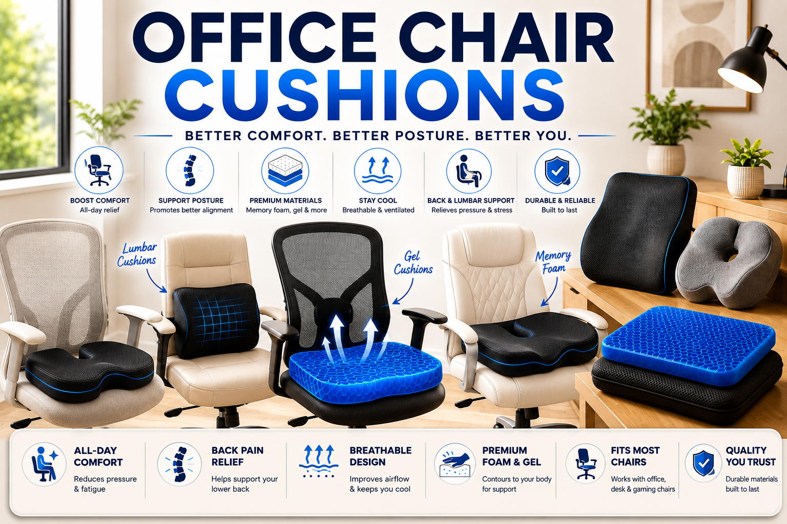 Featured image for Best Office Chair Cushions Reviewed: Comfort, Support, and Value