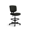HON Volt Standing Desk Chair with Bonded Leather Seat and Back, Armless Ergonomic Task Stool with Adjustable Footring and Center‑Tilt Recline for Sit‑Stand Workstations, Black