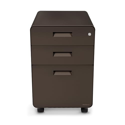 UPLIFT DESK 3-Drawer Mobile File Cabinet - Steel Rolling Filing Cabinet with Lock, Soft-Close Top Drawer, Letter & Legal Size File Storage, Easy Assembly for Home Office (Industrial)
