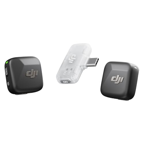 DJI Mic Mini (2 TX + 1 Mobile RX), Wireless Lavalier Microphone for iPhone 17/16/15 & Android/PC/Tablet, Plug-and-Play, 300m Transmission, Ultralight, Active Noise Cancelling, YouTube, Vlog, Streaming