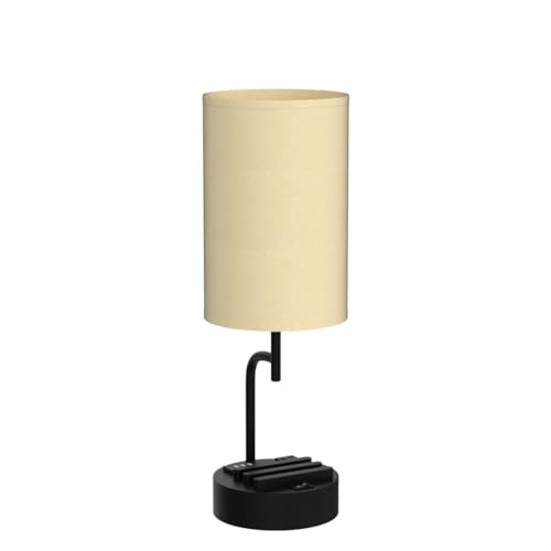 Dreamholder Table Lamp with 3 USB Charging Ports, Modern Desk Lamp with AC Outlet and Phone Stands, Perfect Bedside Lamp for Bedroom, Living Room, Office (Pack of 2), Cream