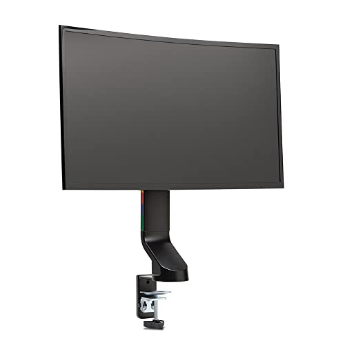 Kensington Single Monitor Desk Mount, C-clamp Vesa Stand Fits up to 32 inch Ultrawide Samsung LG , Low Profile Vertical Mount, Height Adjustable Free Standing Arm,K55512WW Black