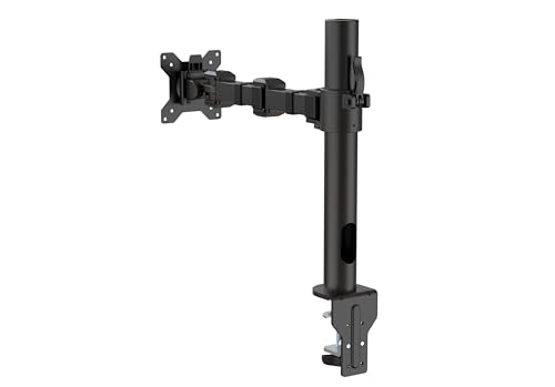 Amazon Basics Single Computer Monitor Stand with Cable Management, Height Adjustable VESA Desk Arm Mount, Fully Adjustable Tilt and Rotation, Steel, Black, Fits 13-30" Screens
