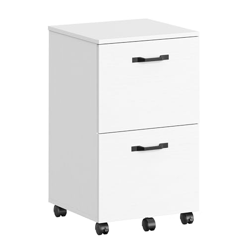 VASAGLE CUSTOS Collection - 2-Drawer File Cabinet, Small Rolling Filing Cabinet for Home Office, Printer Stand, for A4, Letter-Size Documents, 15.7 x 16.5 x 27.6 Inches, Snow White UOFC040W46V2S