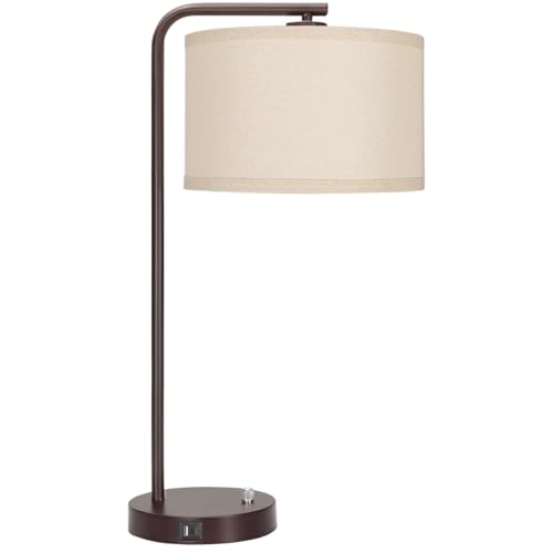 25" Tall Table Lamp with USB C+A Ports, Fully Stepless Dimmable Modern Minimalist Bedside Nightstand Lamp, Reading Desk Lamp for Bedroom, Living Room, Study Room, Office, 9W 3000K LED Bulb Included