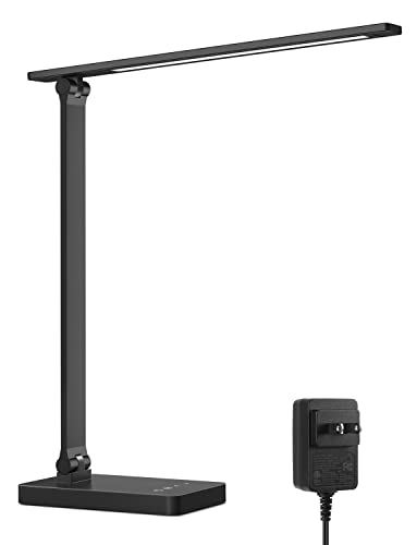 Lepro LED Desk Lamp for Home Office, 9.5W 750LM Metal Touch Control Desk Light, 5 Color Modes 5 Brightness Level, Eye Caring Task Lamp For Reading, Sewing, Crafts, School Supplies, Puzzle Light, Black