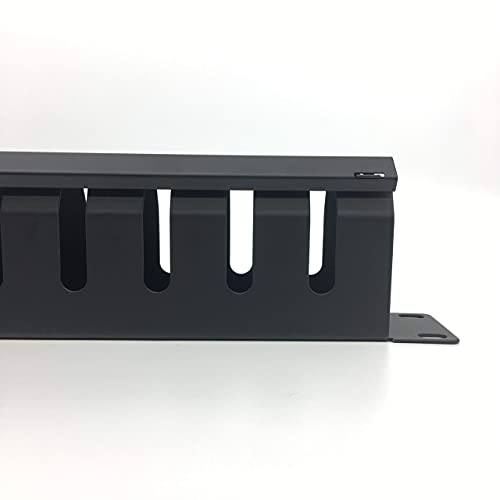 QiaoYoubang 2 Pack- Metal 1U 19 Inch Cable Manager 12 Big Slots Horizontal Rack Mount Wire Organizer Cable Management System with Cover and Mounting Screws for 19" Network Cabinet(1UCM12S2PC)