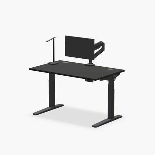 UPLIFT DESK V3 2-Leg Black Laminate Standing Desk – Adjustable Height, Advanced 1-Touch Memory Keypad, Under Desk Cable Management, Wire Grommets (Black C-Frame, 48 x 30 inch)