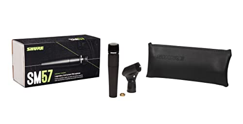 Shure SM57 Dynamic Microphone – Wired Cardioid XLR Instrument Handheld Mic for Guitar Amplifiers, Snare Drum, Percussion, Live Sound & Studio Recording, Black