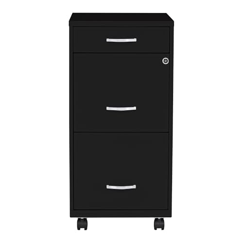 Lorell NuSparc Mobile 3 Drawer Locking Filing Cabinet | Pre-Assembled Steel Construction | Space-Saving Design is Perfect for Home and Small Office | Letter-Size | Assembled in North America