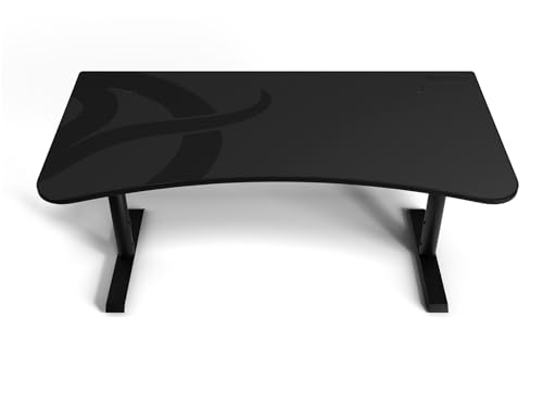Arozzi Arena Ultrawide Curved Gaming and Office Desk with Full Surface Water Resistant DeskMat Custom Monitor Mount Cable Management Cut Outs Under The Desk Cable Management Netting - Dark Grey