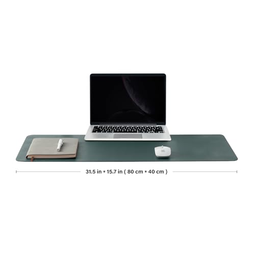 Cork Desk Mat - Dual-Sided Desk Pad for Office and Home - Desk Organization and Accessories - Ideal for Large Mouse Pad and Desk Mats on Top of Desks(Dark Green,80cmx 40cm)