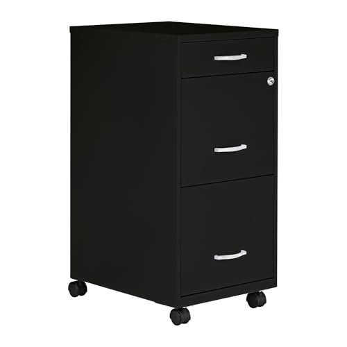 Lorell NuSparc Mobile 3 Drawer Locking Filing Cabinet | Pre-Assembled Steel Construction | Space-Saving Design is Perfect for Home and Small Office | Letter-Size | Assembled in North America