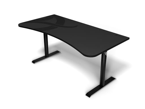 Arozzi Arena Ultrawide Curved Gaming and Office Desk with Full Surface Water Resistant DeskMat Custom Monitor Mount Cable Management Cut Outs Under The Desk Cable Management Netting - Dark Grey