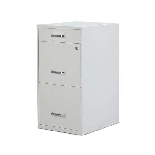 Staples 3-Drawer Vertical File Cabinet, Letter Size Documents, Lockable & Mobile, 18.9" D x 14.3" W x 26.9" H, White