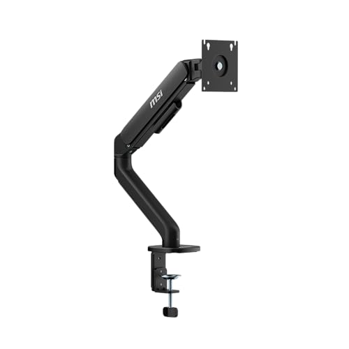 MSI MAG MT101G - Gas Spring Single Monitor Stand Arm, Supports 17-32" and 22 lbs, VESA Compatible, Adjustable Gas Spring Mount, Clamp & Grommet, Quick Release Plate – Black
