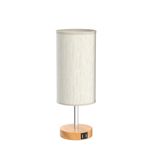 Yarra-Decor Bedside Table Lamp with USB Ports - Touch Control for Bedroom 3 Way Dimmable Nightstand Lamp with Round Fabric Shade for Living Room, Dorm, Home Office, Corded Electric, Without Battery
