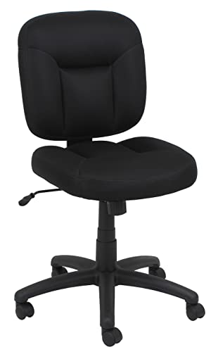 Amazon Basics Low-Back Armless Office Desk Chair with Back Support, Adjustable Height, 360 Degree Swivel, Fabric Upholstery, Rolling Wheels, Black