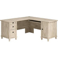 Sauder Hammond Chalk Oak L-Shaped Desk with Cord Management, Chalk Oak Finish