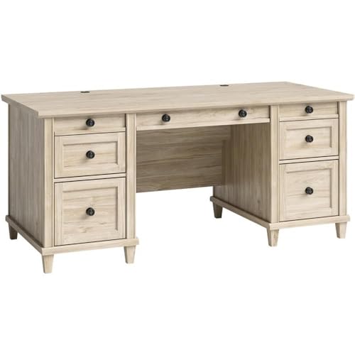 Sauder Hammond Executive Desk in Engineered Wood-Chalk Oak Finish