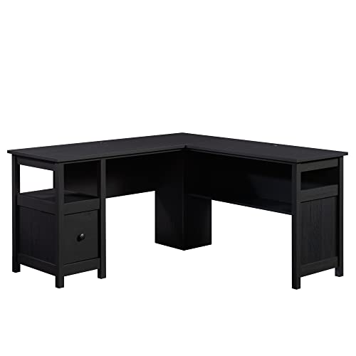 Sauder Cannery Bridge L-Shaped Office Desk with Storage Drawer and Self, in Raven Oak