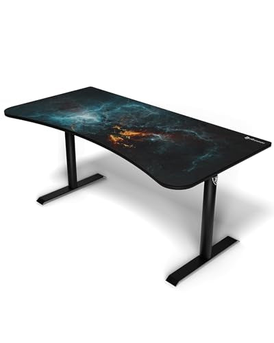 Arozzi Arena Special Edition Ultrawide Curved Gaming and Office Desk with Full Surface Water Resistant Desk Mat Custom Monitor Mount Cable Management Cut Outs - Omega