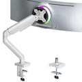 ARES WING Heavy Duty Single Monitor Arm - Fully Adjustable Monitor Mount for 17"-40" Ultrawide Screens up to 26.4 lbs with Clamp/Grommet Desk Mount, 75/100 Vesa Mount, White