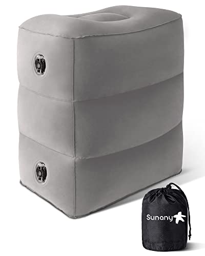Sunany Inflatable Foot Rest Pillow for Travel, Kids/Adults Airplane Travel Pillow-Adjustable Height for Kids to Sleep While Traveling,Suitable for Airplane, Office, Home, Cars and Any Travel (1 Pack)