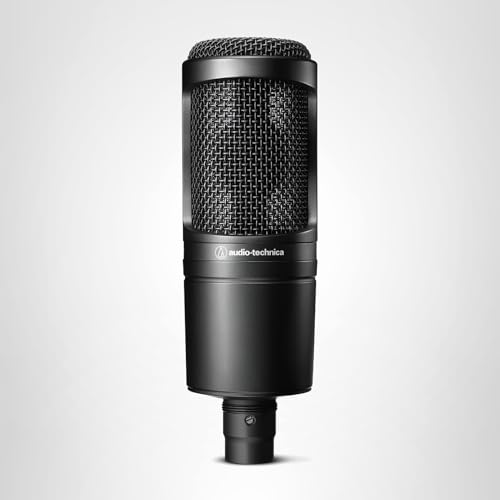 Audio-Technica AT2020 Cardioid Condenser Studio XLR Microphone, Ideal for Project/Home Studio Applications, Black