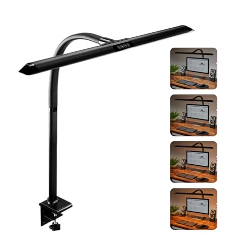 UPLIFT DESK Sliding Flex Clamp Lamp – LED Office Desk Lamp with Clamp with 6 Brightness Levels and 4 Color Temperatures, Great Work from Home and Office Accessories (Black)