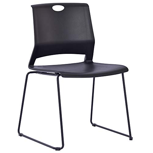 Sidanli Black Stacking Chairs Set of 4, Stackable Chairs for Waiting Room