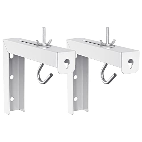 WALI Universal Projector Screen Ceiling Mount, Wall Hanging Mount L-Brackets, 6 inch Adjustable Extension with Hook Kit, Projector Screen Placement Hold up to 66 lbs (PSM001-W), White