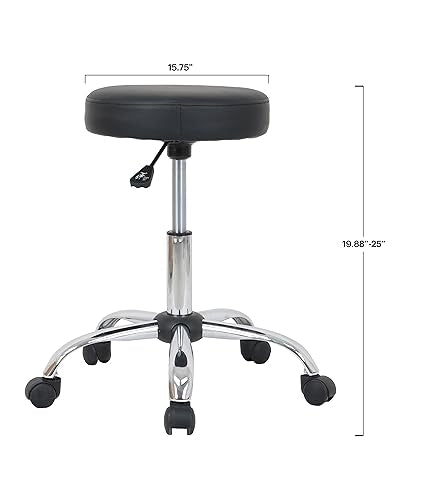 Amazon Basics Drafting Spa Bar Stool with Wheels, Height Adjustable Swivel Seat, Easy to Move, Black, 22.05" x 22.83" x 19.88"