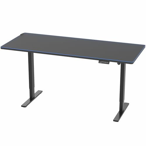 VIVO Electric 71 x 30 in Standing Desk with Full-Size RGB Mouse Pad, Memory Height Adjustment, 1B Series, Holds 220 lbs, Black Top Black Frame, DESK-KIT-1B7BP