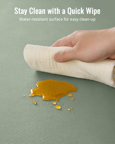 Blissful Diary Baby Splat Mat for Under High Chair, 50.4 x 50.4 Inch Wipeable Splash Mat, Waterproof and Washable, Anti-Slip Floor Protector, Sage Green