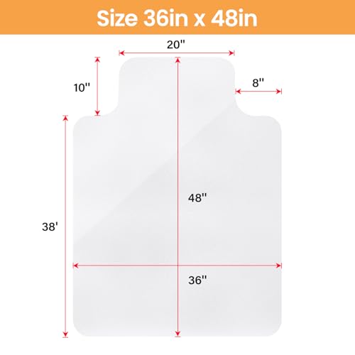 Yecaye Desk Chair Mat for Hardwood Floor, 48"×36" Office PVC Computer Chair Mat, Floor Protector for Rolling Chairs