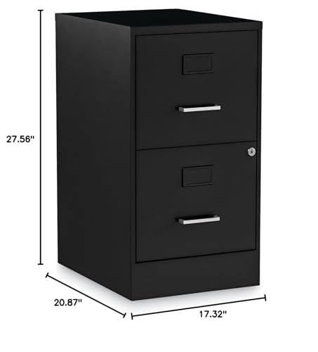 Alera Soho Vertical File Cabinet, 2 Drawers: File/File, Letter, Black, 14" X 18" X 24.1"