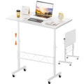 COMHOMA Standing Desk Adjustable Height & Tiltable Tabletop, Portable Stand Up Desk for Laptop, Mobile Folding Desk for Home Office Work and Walking Pad Treadmill, Height 30.7"-46.4", White