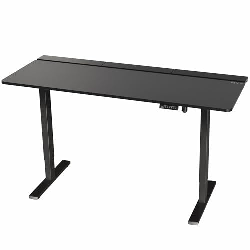 VIVO Electric 71 x 30 in Standing Adjustable Gaming Desk with Hidden Cable Trays, Full-Size Mouse Pad, Holds 220 lbs, Black Top Black Frame, DESK-KIT-1B6-P3B-71