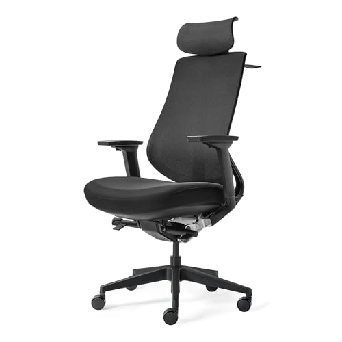 EUREKA ERGONOMIC Lira Office Chair with Headrest, Ergonomic Desk Chair with 3D Armrests, Adjustable Seat Depth, Mesh Computer Chair with Lumbar Support for Home Office(Black)