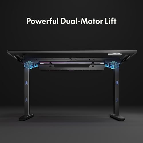 FLEXISPOT Electric RGB Gaming Standing Desk, 55" Dual Motor Height Adjustable Desk with Integrated Cable Management, Ergonomic Sit-Stand Computer Workstation for PC Gamers