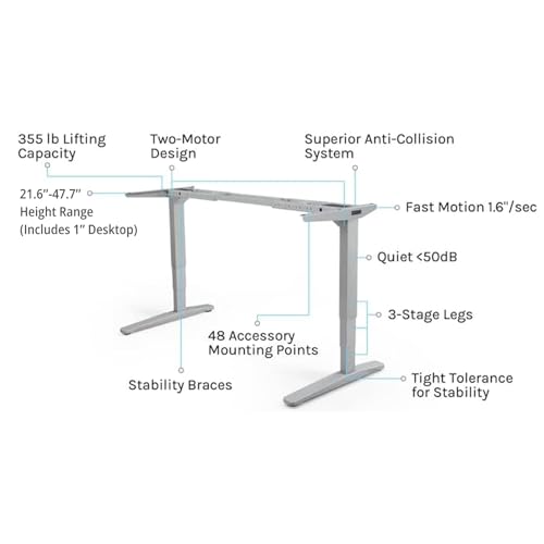 UPLIFT DESK V3 2-Leg Black Laminate Standing Desk – Adjustable Height, Advanced 1-Touch Memory Keypad, Under Desk Cable Management, Wire Grommets (Black C-Frame, 48 x 30 inch)