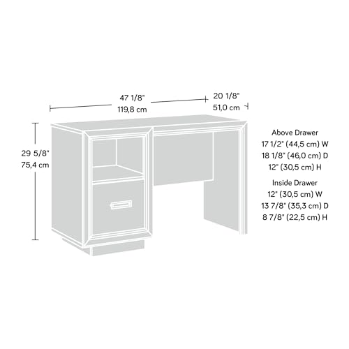 Sauder Hayes Garden Desk with File Drawer, Ashen Oak Finish