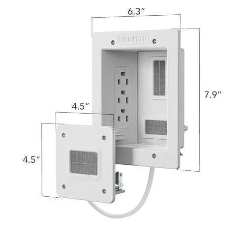 Mount-It! in-Wall TV Cable Concealer Kit with Recessed Power – Triple Outlet, 9ft Cord, and Hand Saw – Easy, Safe Cable Management for Organized TV and Home Theater Setups