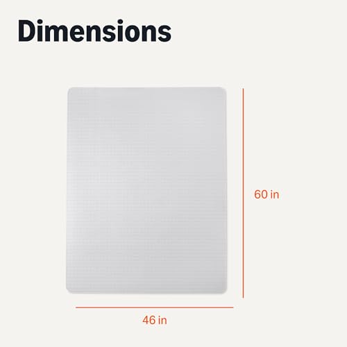 Amazon Basics Office Chair Mat for Low Pile Carpeted Floors, Clear Plastic with Studded Grips, 46" x 60", for Home or Office