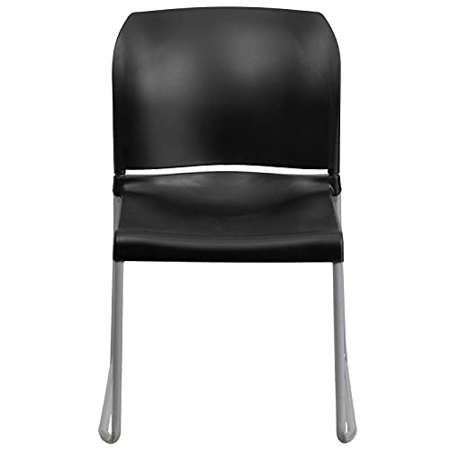 Flash Furniture Hercules Series Contoured Stacking Chairs for Waiting Rooms and Offices, Ergonomic Lobby Chairs with Curved Back, Set of 5, Black