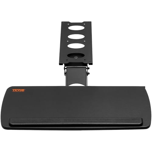 VEVOR Under-Desk Keyboard Tray, Adjustable for Height and Tilt, Slide-Out Design, Spacious 25x9.8 Inch Surface, Ideal for Home and Office Use
