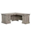 Sauder Palladia L Shaped Desk with Drawers, Office Desk with File Cabinet Storage, Cable Management, Keyboard Tray, in Split Oak finish