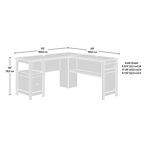 Sauder Cannery Bridge L-Shaped Office Desk with Storage Drawer and Self, in Raven Oak