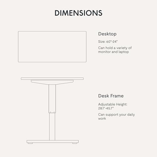 FLEXISPOT 60"x24" One-Piece Electric Standing Desk, 1" Thick Seamless Desktop for Home Office, Study & Multi-Monitor Setup, Black Walnut